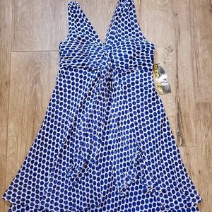 Donna Ricco blue polka dotted dress